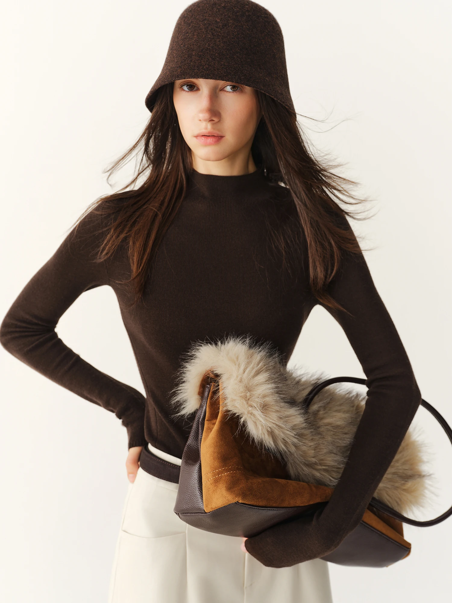 FSLE【Premium Series】German Biella Wool Autumn Super Fine Washable Seamless One-Piece Mock Neck Thermal Base Layer Top New Color