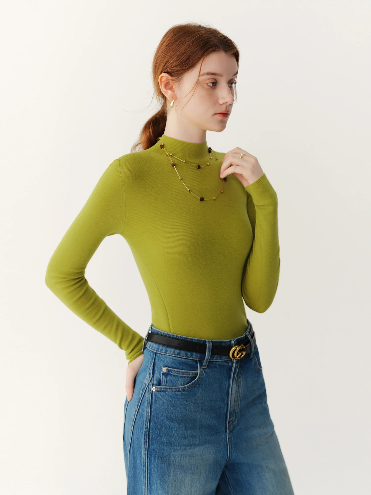 FSLE【Premium Series】German Biella Wool Autumn Super Fine Washable Seamless One-Piece Mock Neck Thermal Base Layer Top New Color