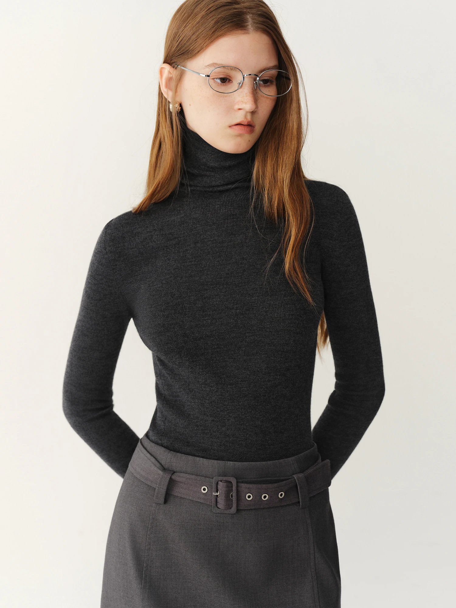 FSLE【Premium Series】German Biella Wool Autumn Super Fine Washable Seamless One-Piece Mock Neck Thermal Base Layer Top New Color