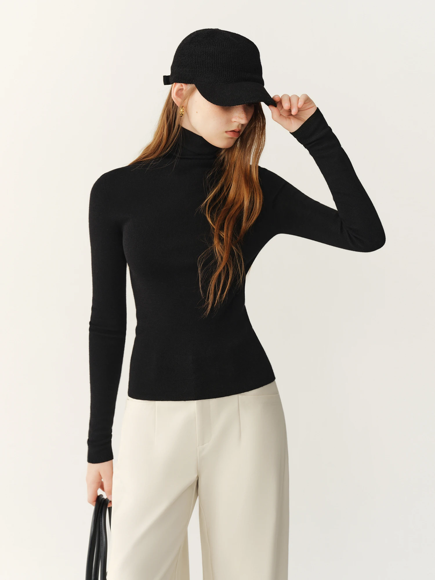 FSLE【Premium Series】German Biella Wool Autumn Super Fine Washable Seamless One-Piece Mock Neck Thermal Base Layer Top New Color