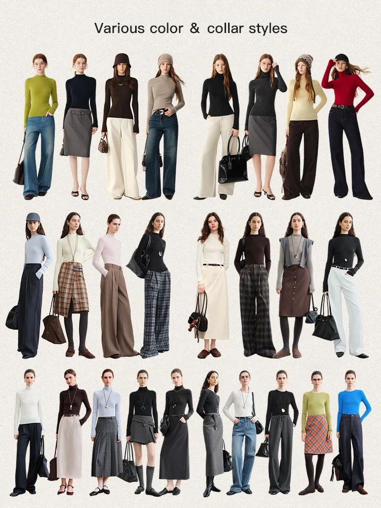 FSLE【Premium Series】German Biella Wool Autumn Super Fine Washable Seamless One-Piece Mock Neck Thermal Base Layer Top New Color