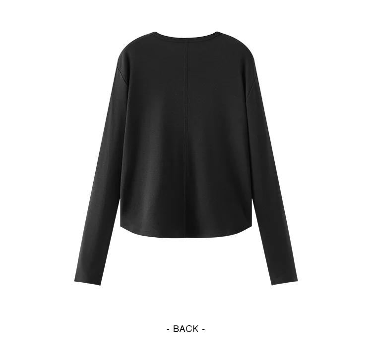 Semir Long Sleeve Tees Women Short Slim Fit 2025 New Thermal Fleece Solid Winter Versatile Top Woman Clothes Bts