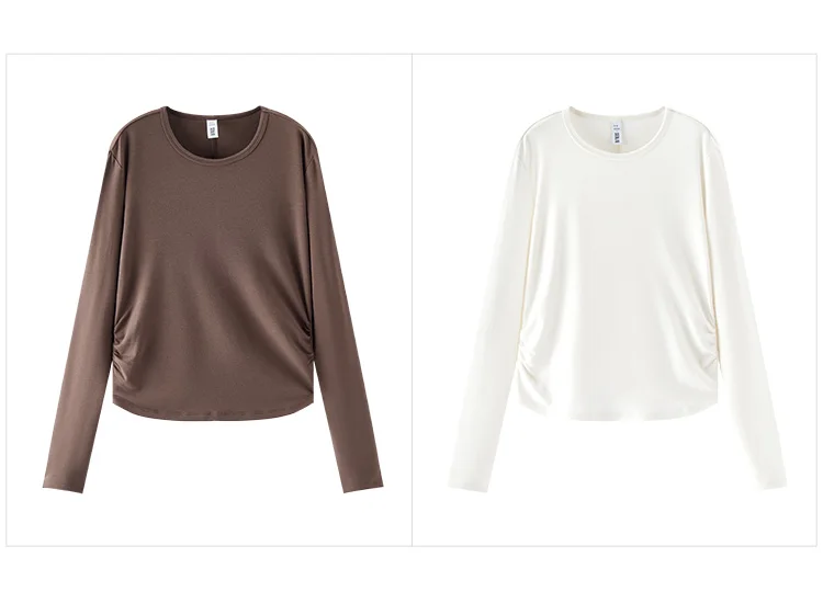 Semir Long Sleeve Tees Women Short Slim Fit 2025 New Thermal Fleece Solid Winter Versatile Top Woman Clothes Bts