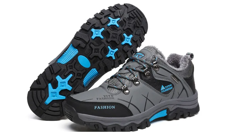 Brand Men Winter Snow Boots Waterproof Leather Sneakers Super Warm Men's Boots Outdoor Male Hiking Boots Work Shoes Size 39-47