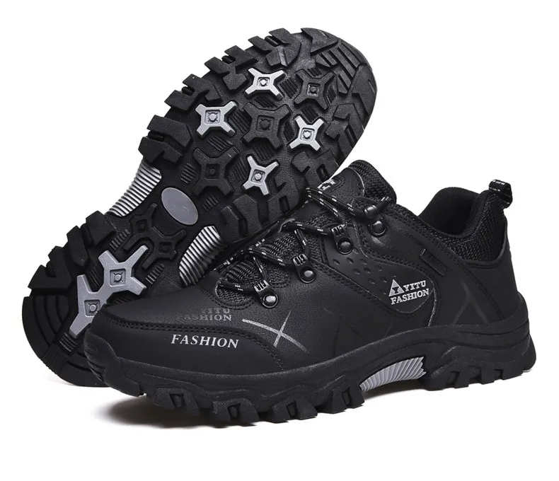 Brand Men Winter Snow Boots Waterproof Leather Sneakers Super Warm Men's Boots Outdoor Male Hiking Boots Work Shoes Size 39-47