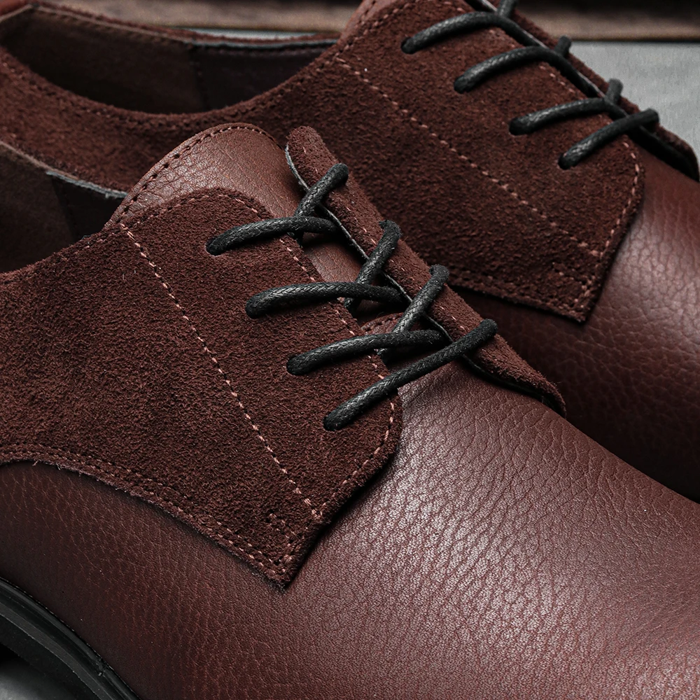 Genuine Leather Men Derby Shoes Ultralight Comfortable fashion Men Casual shoes Black Men Leather Shoes #KD6675