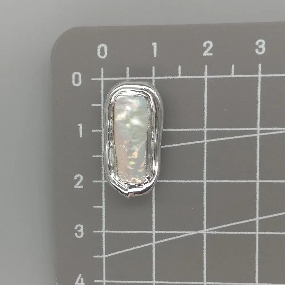 Wholesale 10 pcs White Rectangle Pearl Beads White Gold Plated Edge Beads