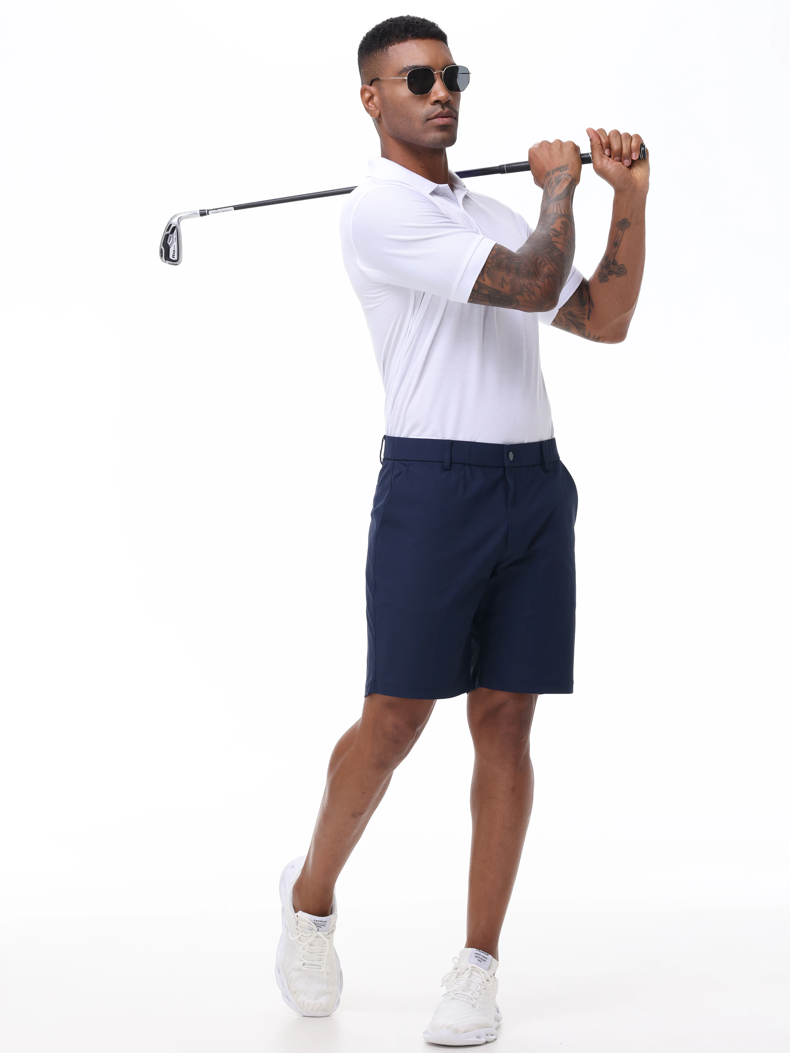 Men's Cargo Trendy Shorts Casual Elegant Golf Pants, Suit Shorts Work Dress Shorts with Concealed-Type Zipper Side Pockets
