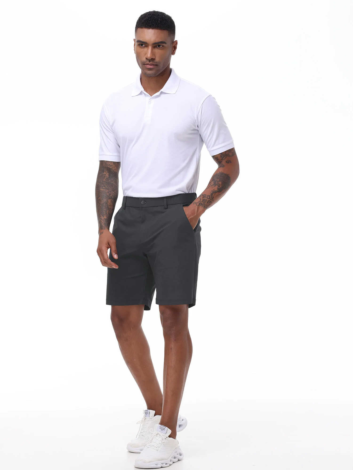 Men's Cargo Trendy Shorts Casual Elegant Golf Pants, Suit Shorts Work Dress Shorts with Concealed-Type Zipper Side Pockets