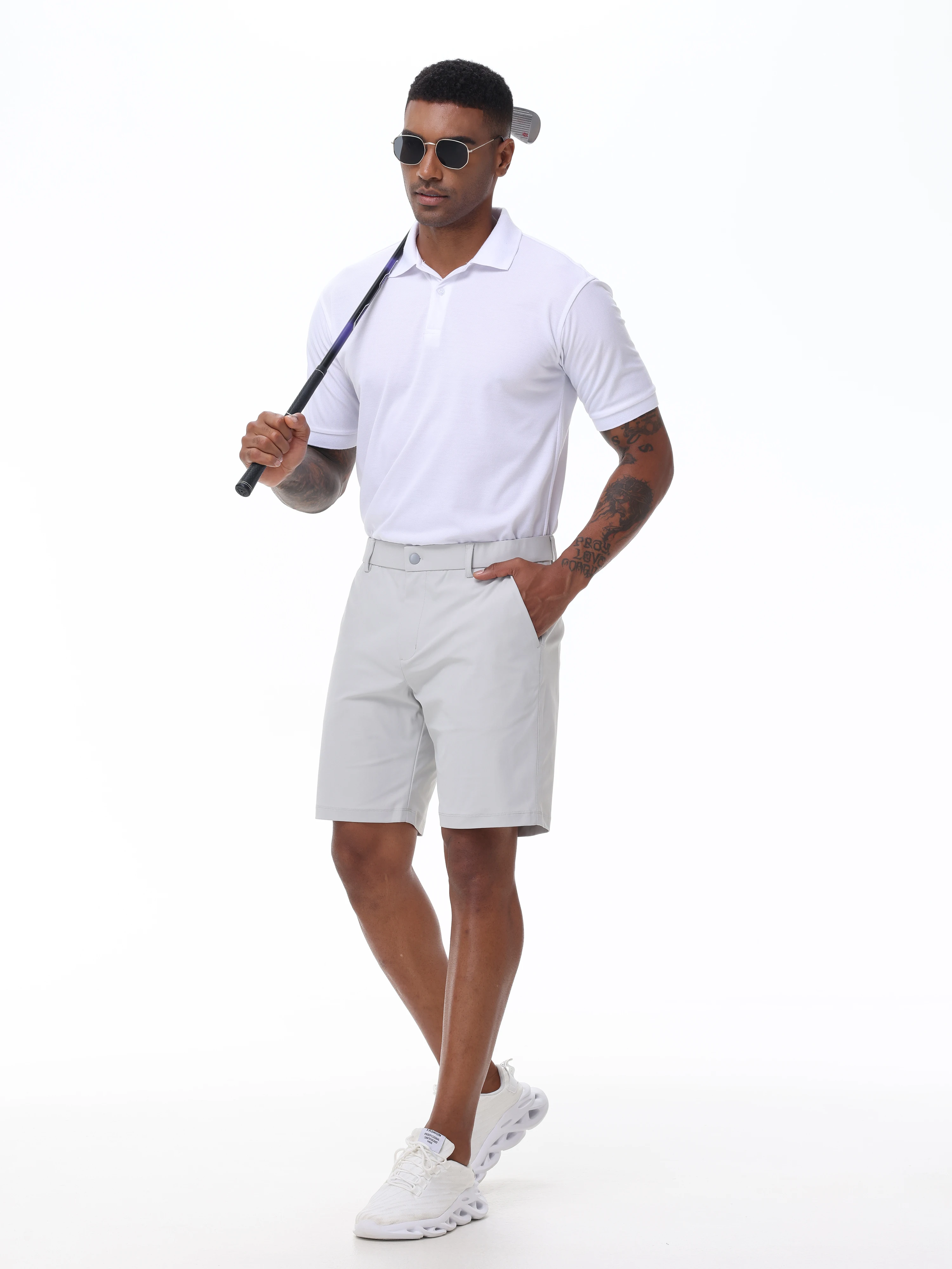 Men's Cargo Trendy Shorts Casual Elegant Golf Pants, Suit Shorts Work Dress Shorts with Concealed-Type Zipper Side Pockets