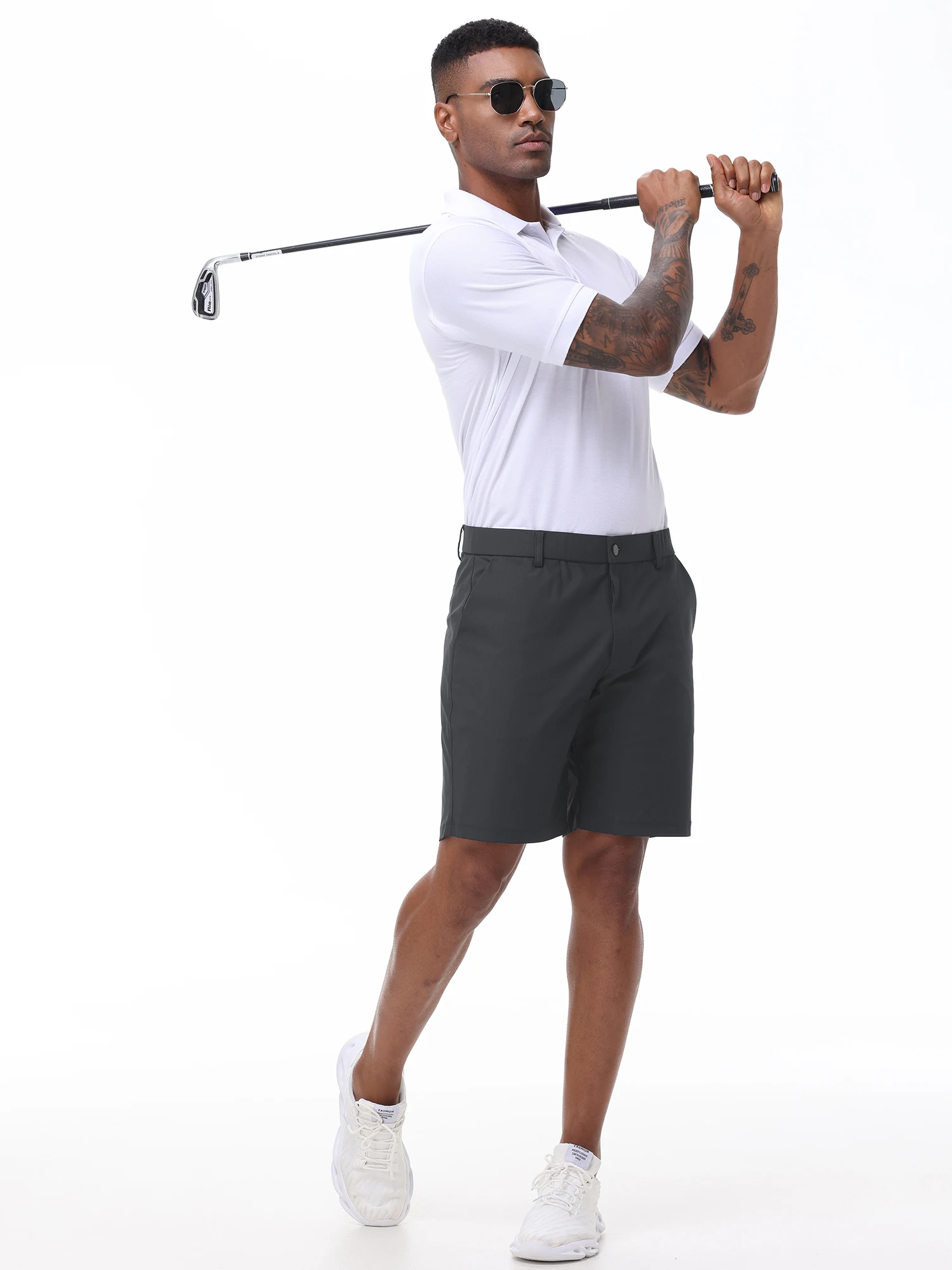 Men's Cargo Trendy Shorts Casual Elegant Golf Pants, Suit Shorts Work Dress Shorts with Concealed-Type Zipper Side Pockets