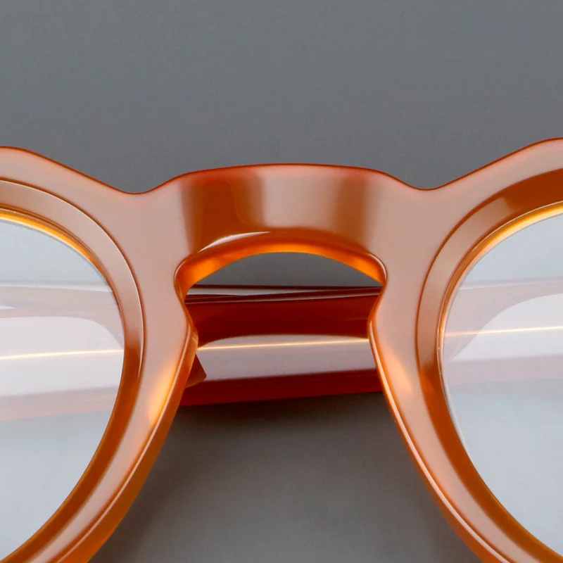 57171 Vintage Round Acetate Spectacles Frame Women Fashion Rivet Optical Transparent Eyeglass Men Trend Prescription Glasses