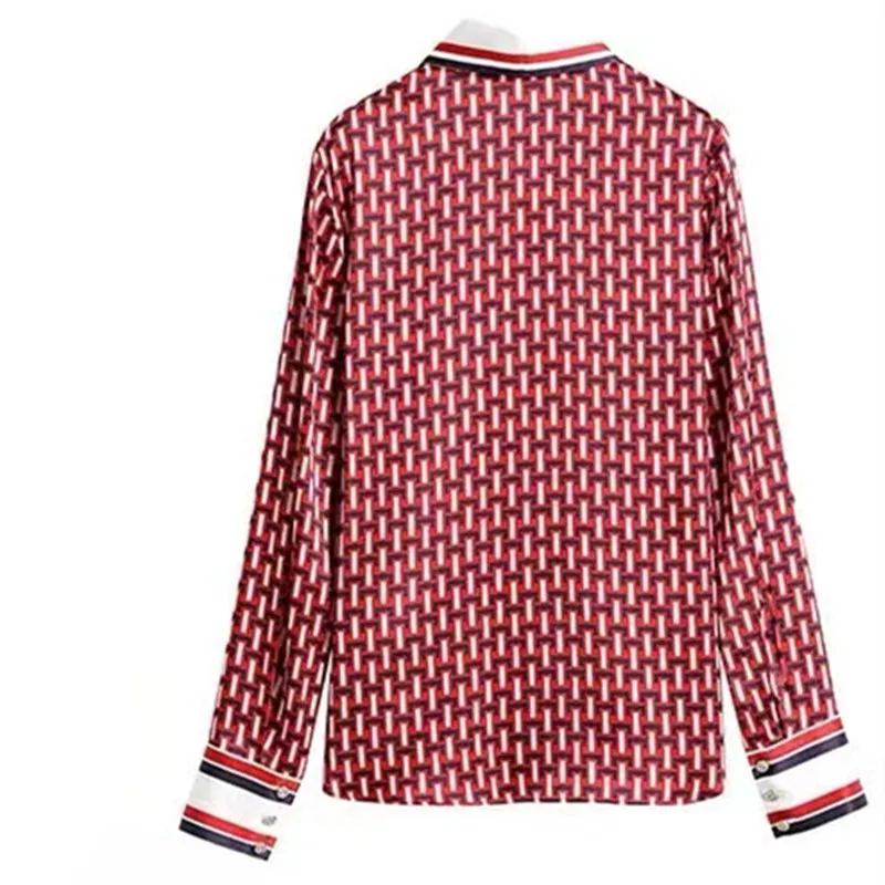 High Quality Satin Silk Shirt Women's 2025 New Spring Summer Long Sleeved Mulberry Silk Top with Striped Patchwork Shirt Blouses