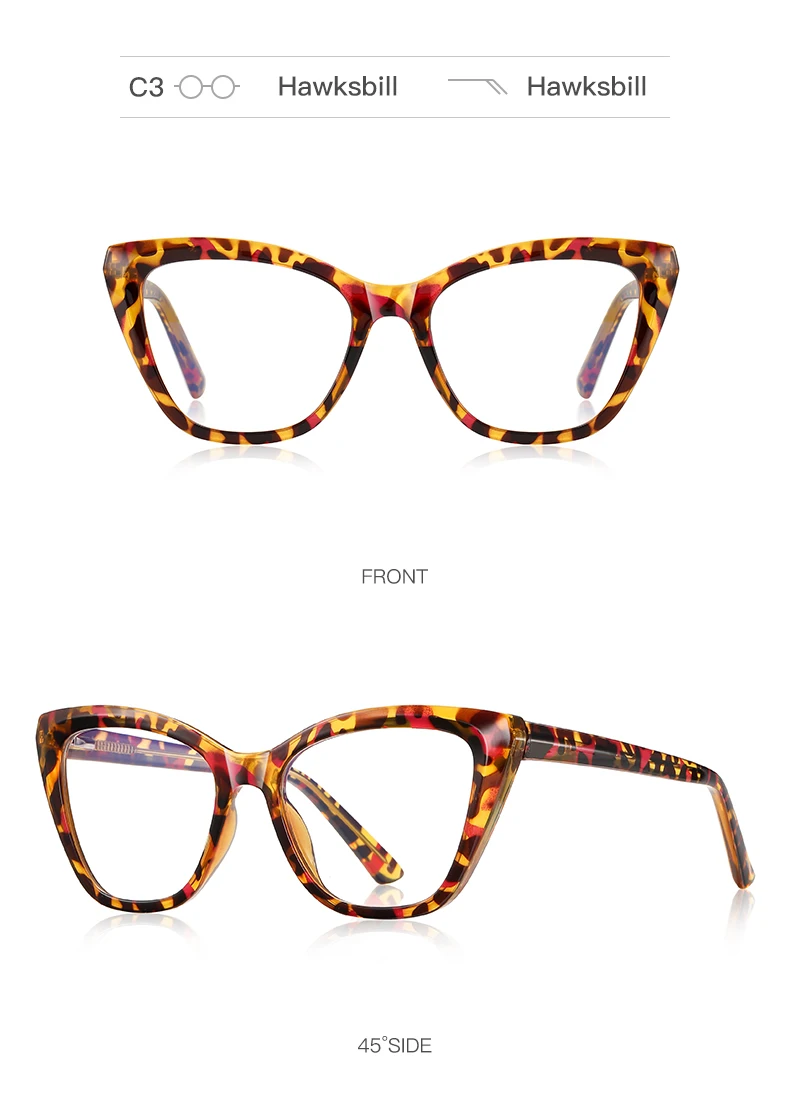 VKYEE New Cat-eye Reading Glasses for Women with Anti-blue Light and Customisable Prescription Photochromic Glasses PFD2148