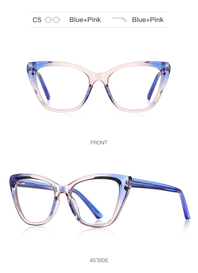 VKYEE New Cat-eye Reading Glasses for Women with Anti-blue Light and Customisable Prescription Photochromic Glasses PFD2148
