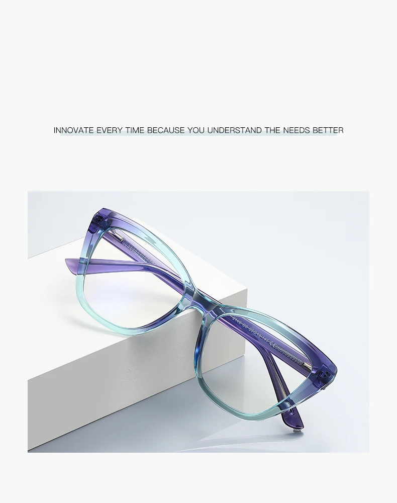 VKYEE New Cat-eye Reading Glasses for Women with Anti-blue Light and Customisable Prescription Photochromic Glasses PFD2148