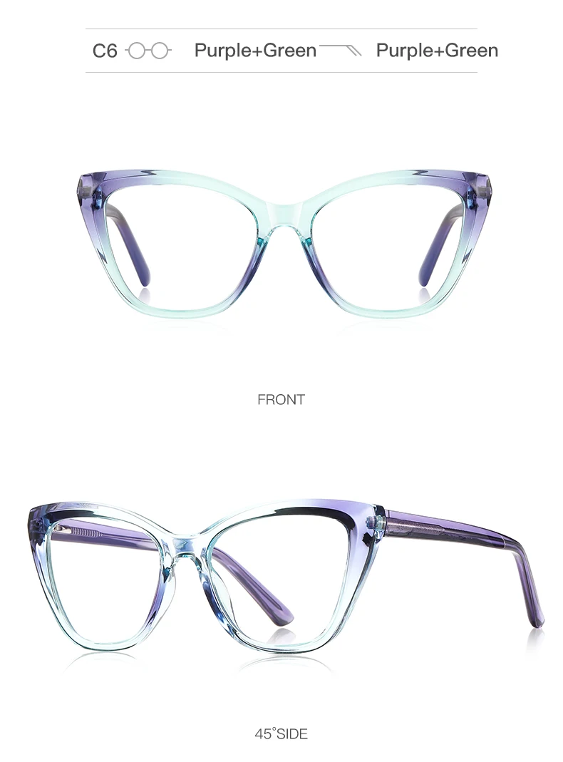 VKYEE New Cat-eye Reading Glasses for Women with Anti-blue Light and Customisable Prescription Photochromic Glasses PFD2148