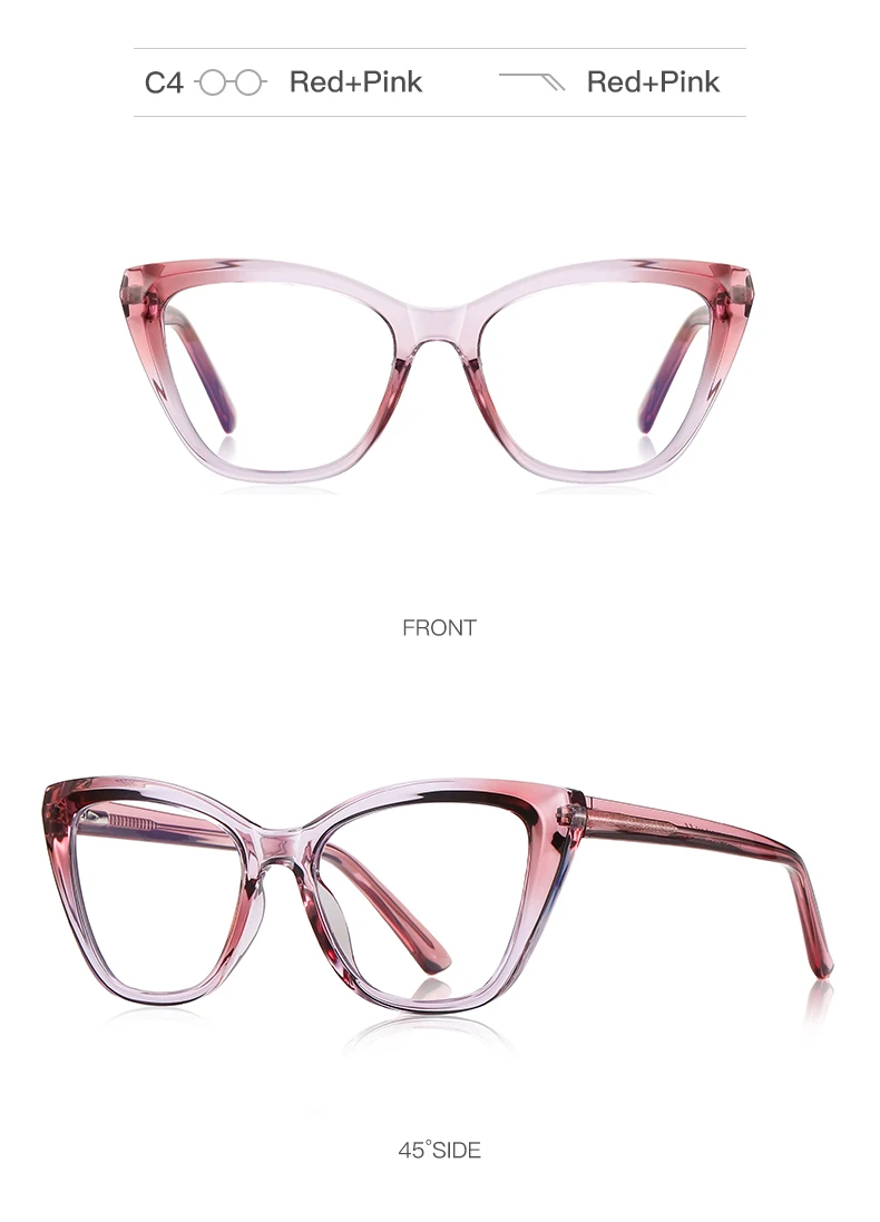 VKYEE New Cat-eye Reading Glasses for Women with Anti-blue Light and Customisable Prescription Photochromic Glasses PFD2148