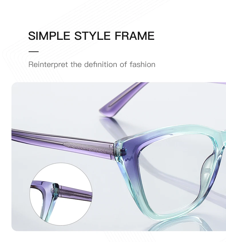 VKYEE New Cat-eye Reading Glasses for Women with Anti-blue Light and Customisable Prescription Photochromic Glasses PFD2148