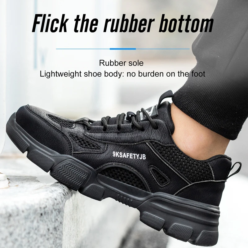 Work Shoes Hollow Breathable Steel Toe Boots Lightweight Safety Work Shoes Anti-slippery For Men Women Male Work Sneaker
