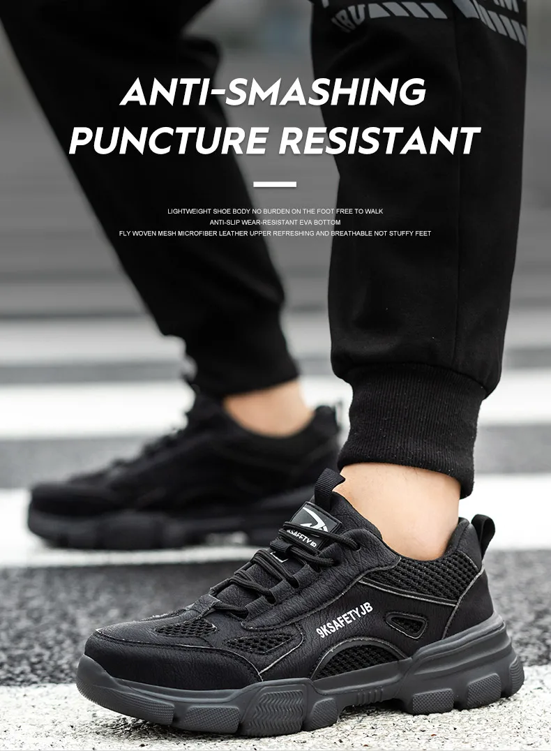 Work Shoes Hollow Breathable Steel Toe Boots Lightweight Safety Work Shoes Anti-slippery For Men Women Male Work Sneaker
