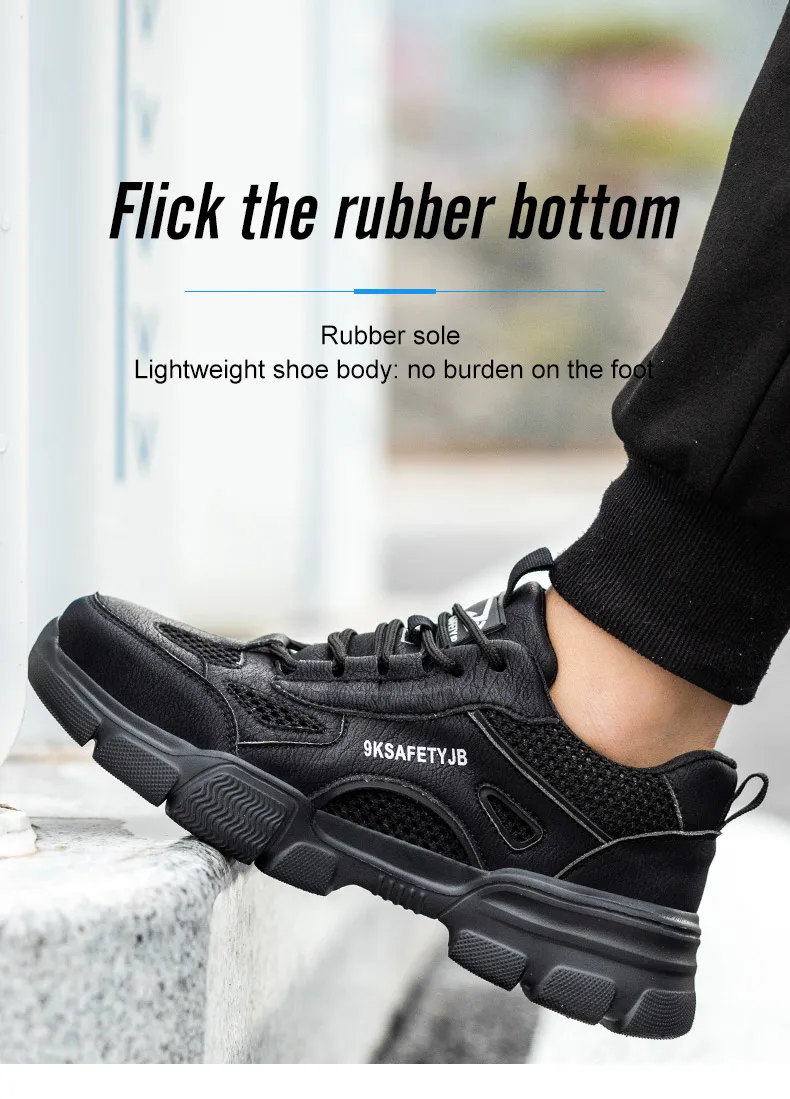 Work Shoes Hollow Breathable Steel Toe Boots Lightweight Safety Work Shoes Anti-slippery For Men Women Male Work Sneaker