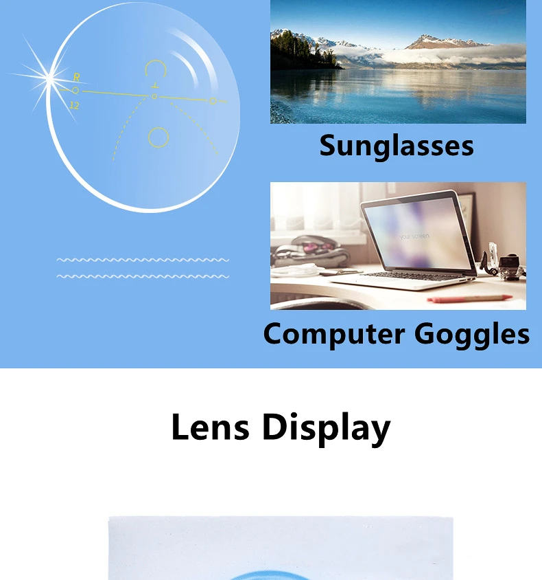 Anti-blue Light Photochromic Progressive Multifocal Lens 1.56 /1.61 /1.67 1.74  Optical Prescription Lenses Man Woman
