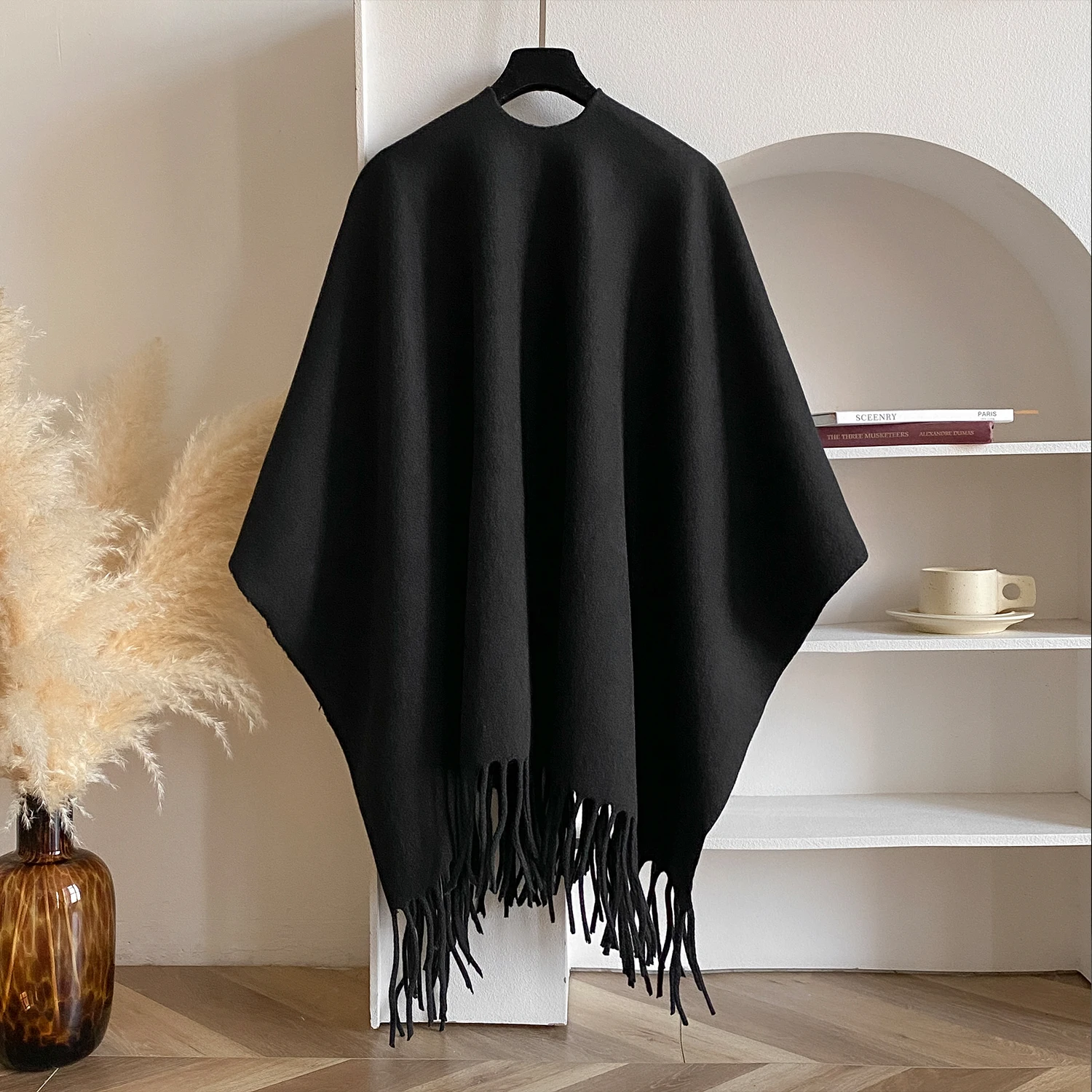 Winter Women Poncho Warm Shawl Double Sided Designer Thickening Blanket Luxury Scarf Female Cloak Cashmere Pashmina Cape Stole