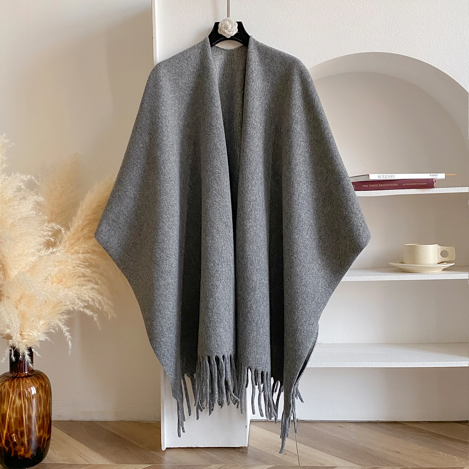 Winter Women Poncho Warm Shawl Double Sided Designer Thickening Blanket Luxury Scarf Female Cloak Cashmere Pashmina Cape Stole