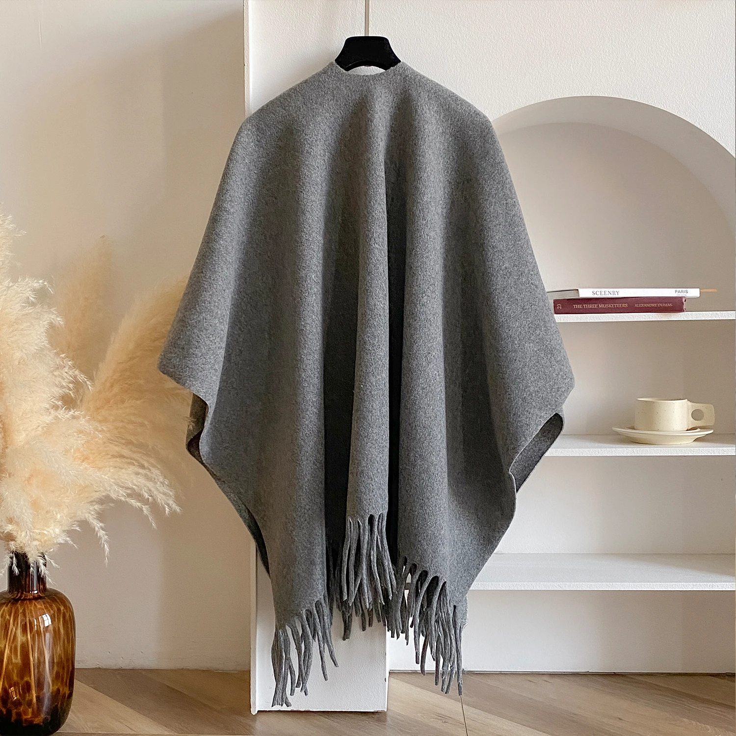 Winter Women Poncho Warm Shawl Double Sided Designer Thickening Blanket Luxury Scarf Female Cloak Cashmere Pashmina Cape Stole