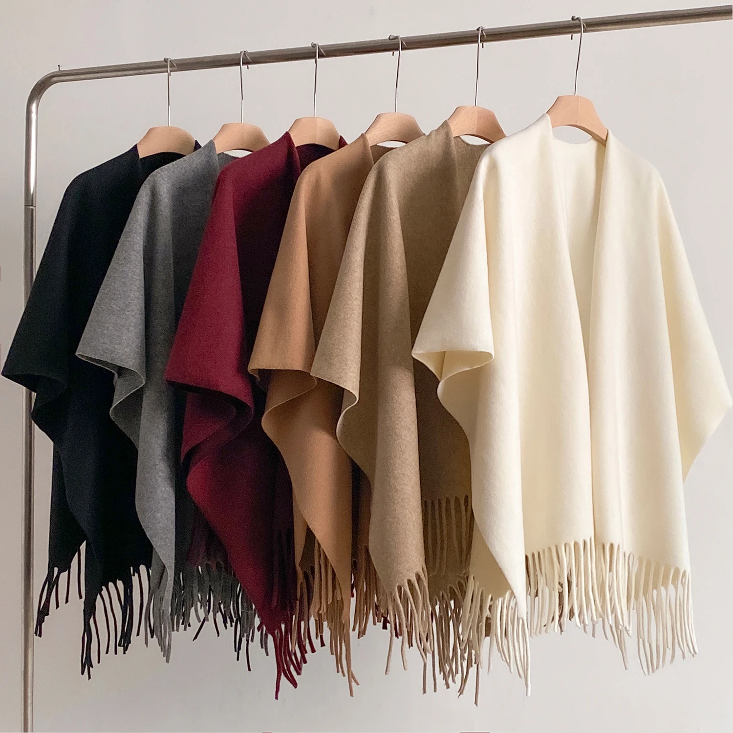 Winter Women Poncho Warm Shawl Double Sided Designer Thickening Blanket Luxury Scarf Female Cloak Cashmere Pashmina Cape Stole