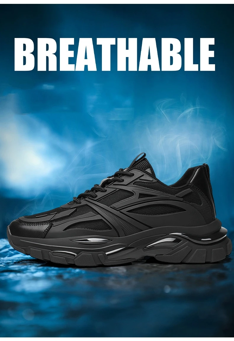 VIPOL Four Seasons Thick and height-increasing sports shoes, men's genuine leather mesh casual men's shoes, trendy shoes