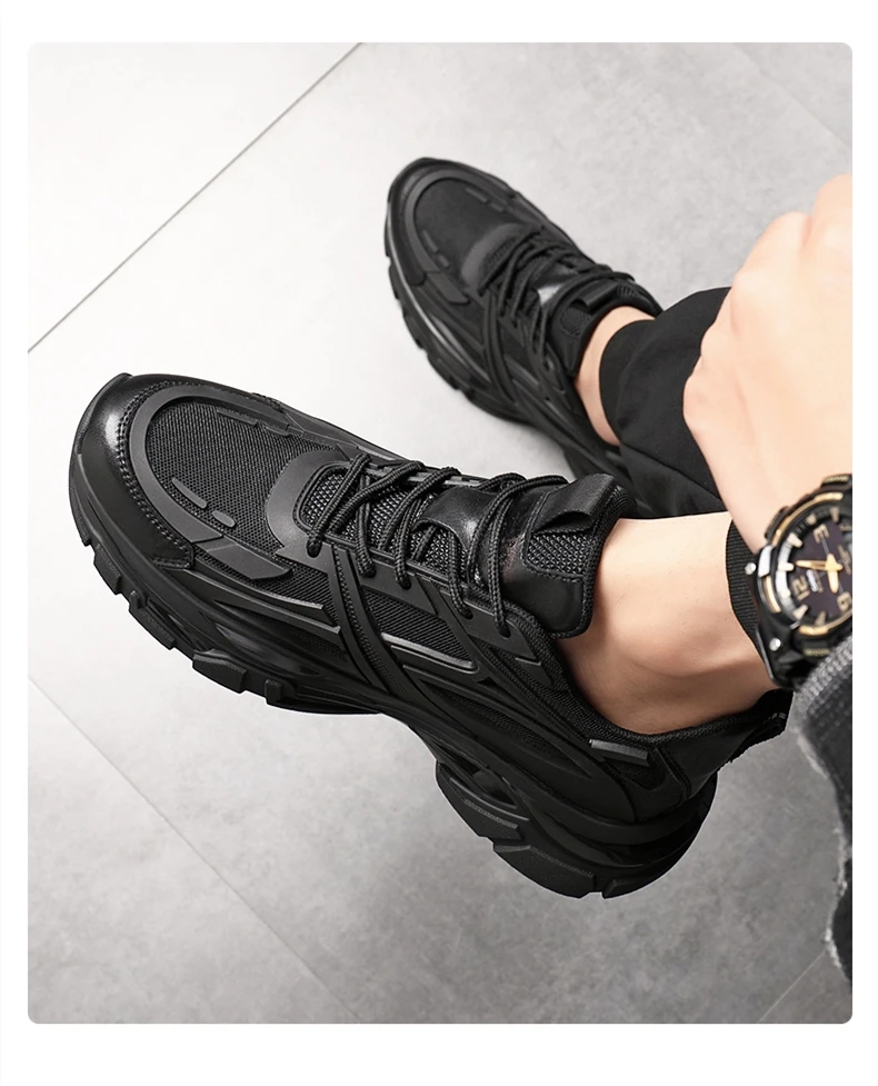 VIPOL Four Seasons Thick and height-increasing sports shoes, men's genuine leather mesh casual men's shoes, trendy shoes