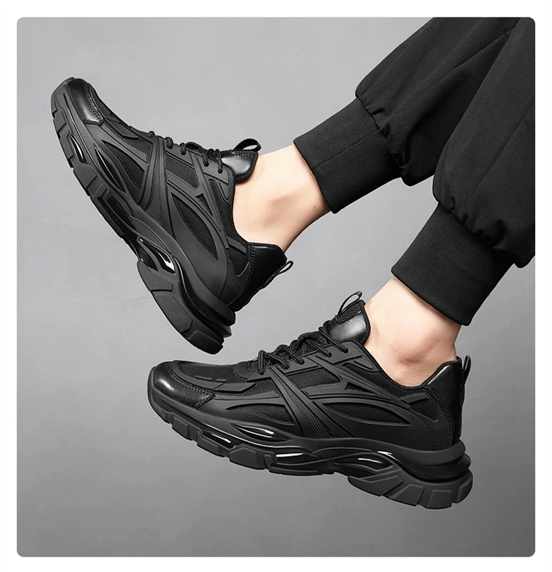 VIPOL Four Seasons Thick and height-increasing sports shoes, men's genuine leather mesh casual men's shoes, trendy shoes