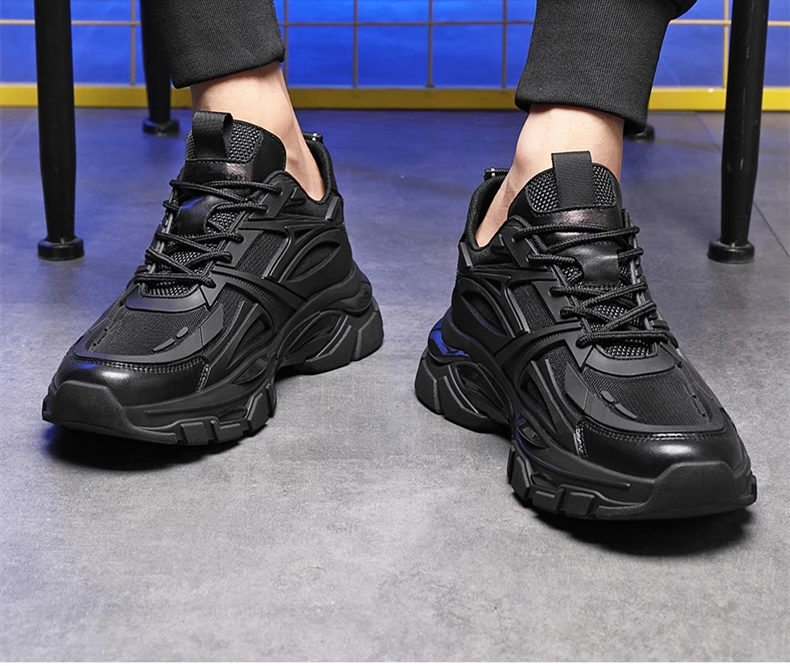 VIPOL Four Seasons Thick and height-increasing sports shoes, men's genuine leather mesh casual men's shoes, trendy shoes