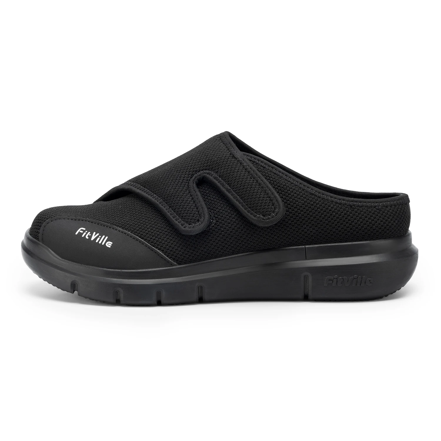 FitVille Men's Half Slippers Diabetic Shoes Extra Wide Adjustable Lightweight Casual Shoe For Swollen Feet Plantar Fasciitis