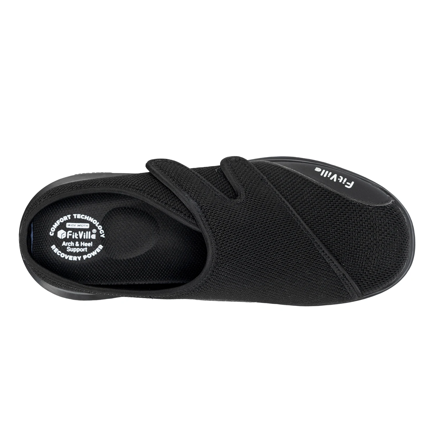 FitVille Men's Half Slippers Diabetic Shoes Extra Wide Adjustable Lightweight Casual Shoe For Swollen Feet Plantar Fasciitis