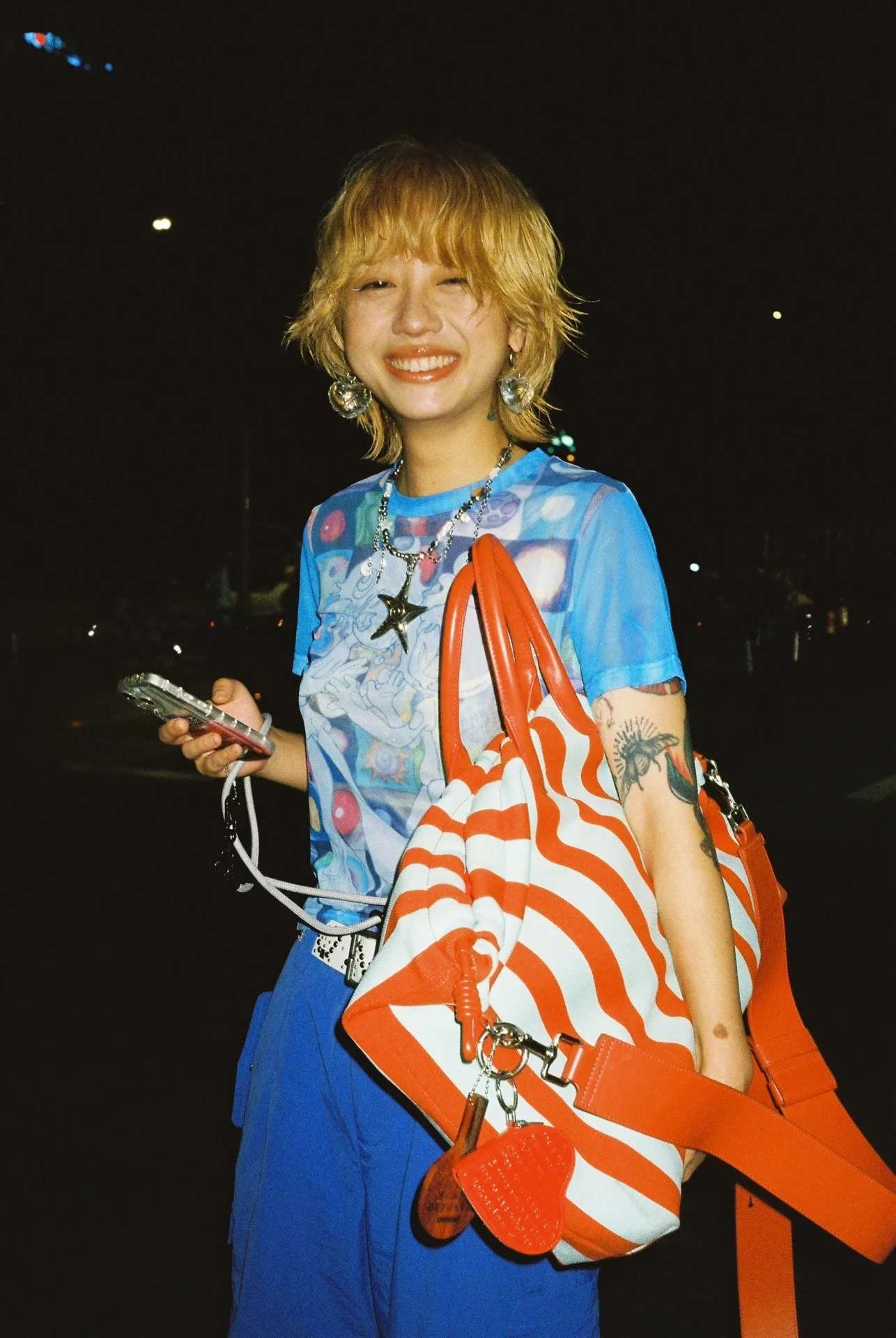 Karrram Japanese Y2k Anime Print T-shirt 2000s Harajuku Short Sleeve Mesh Top Vintage Aesthetics Dreamcore Blue Sheer Top E-girl