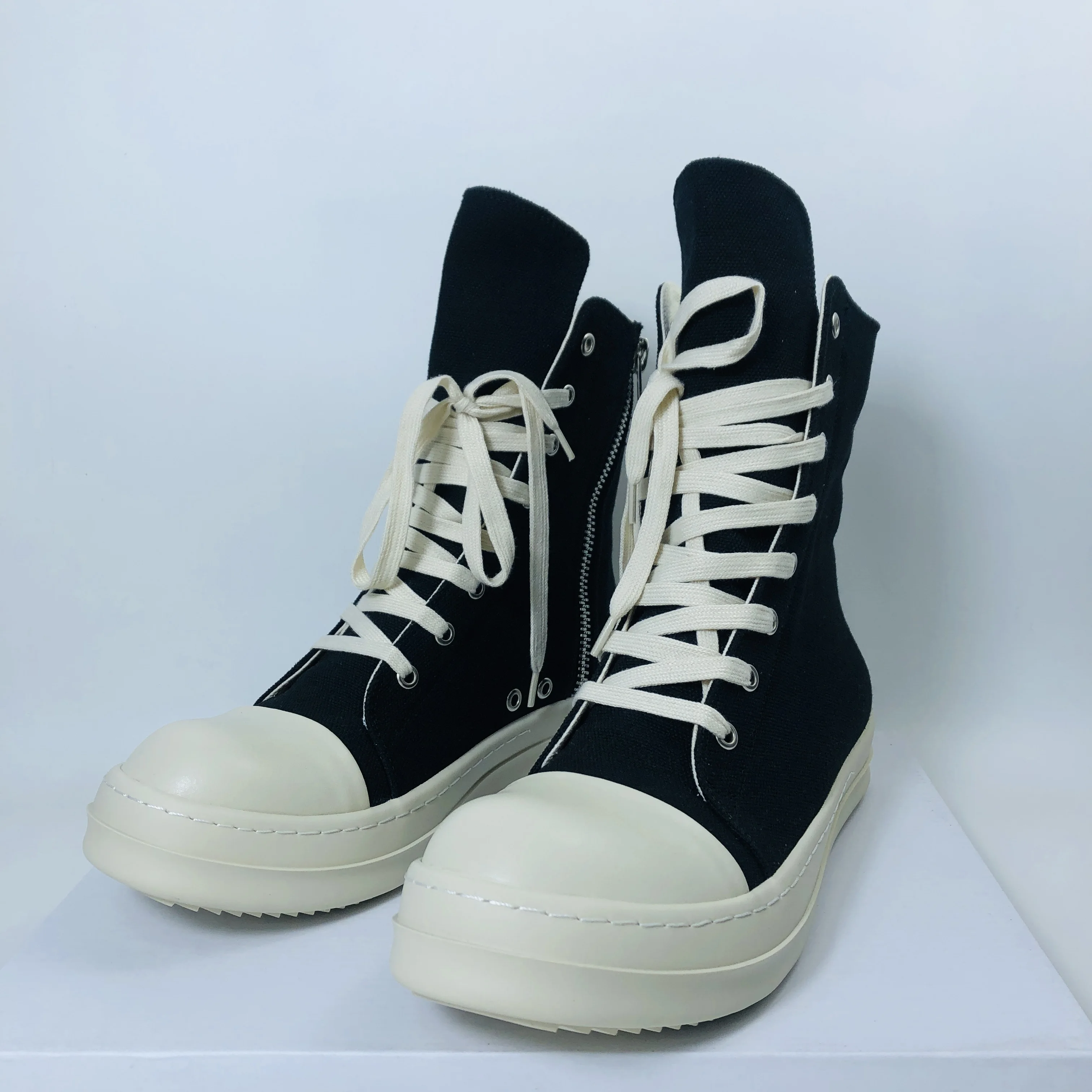 Men High Top Shoes Casual Women Canvas Sneakers Lace Up Zip Luxury High Street  Autumn Flats Designer Walking Shoes