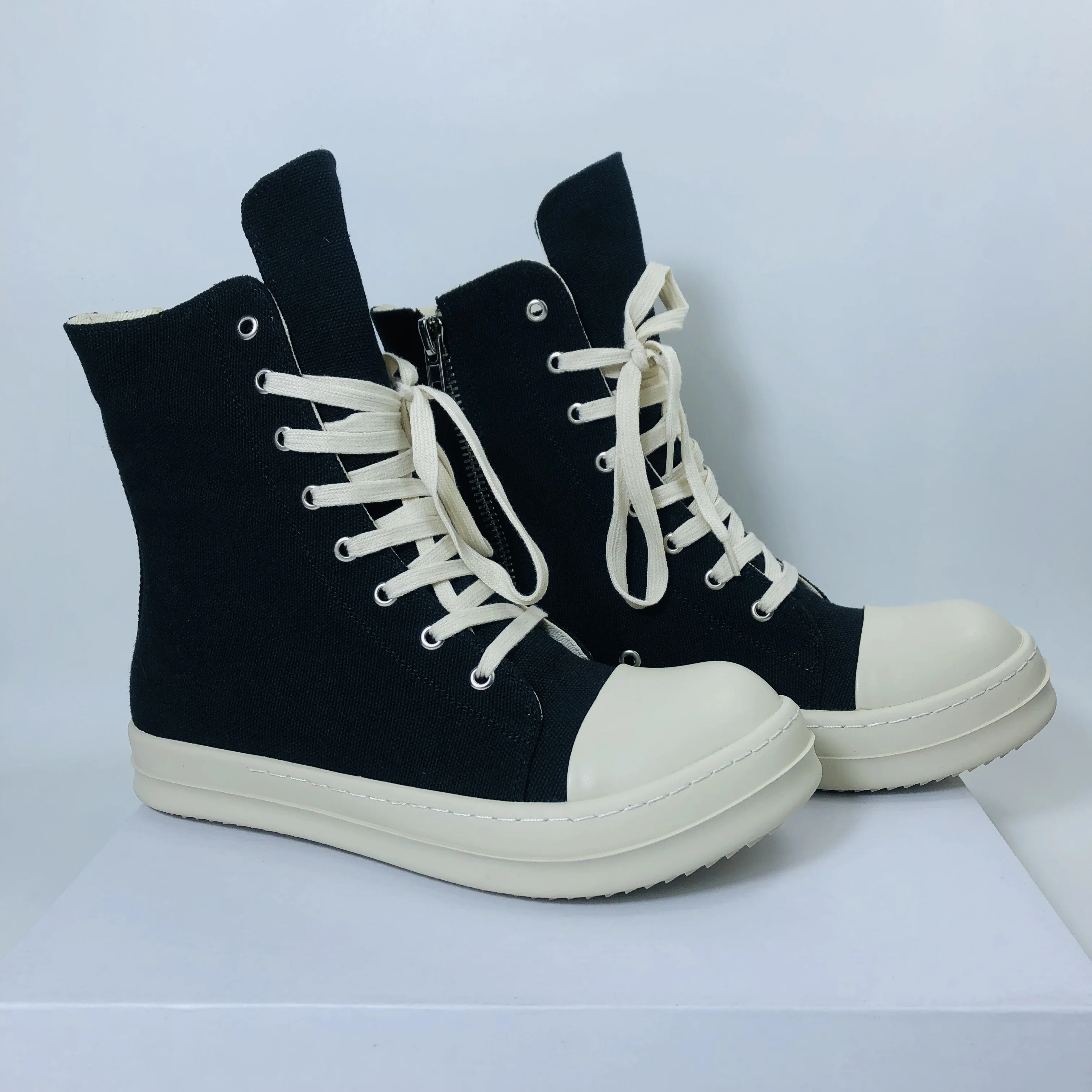 Men High Top Shoes Casual Women Canvas Sneakers Lace Up Zip Luxury High Street  Autumn Flats Designer Walking Shoes