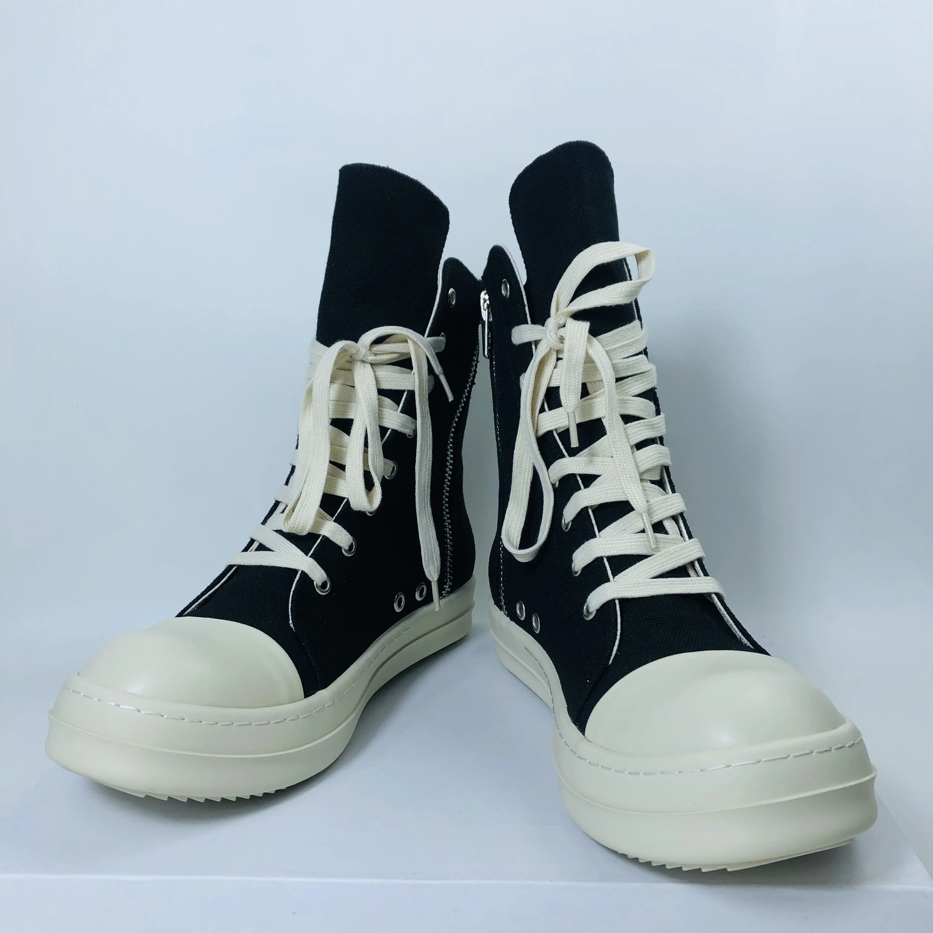 Men High Top Shoes Casual Women Canvas Sneakers Lace Up Zip Luxury High Street  Autumn Flats Designer Walking Shoes