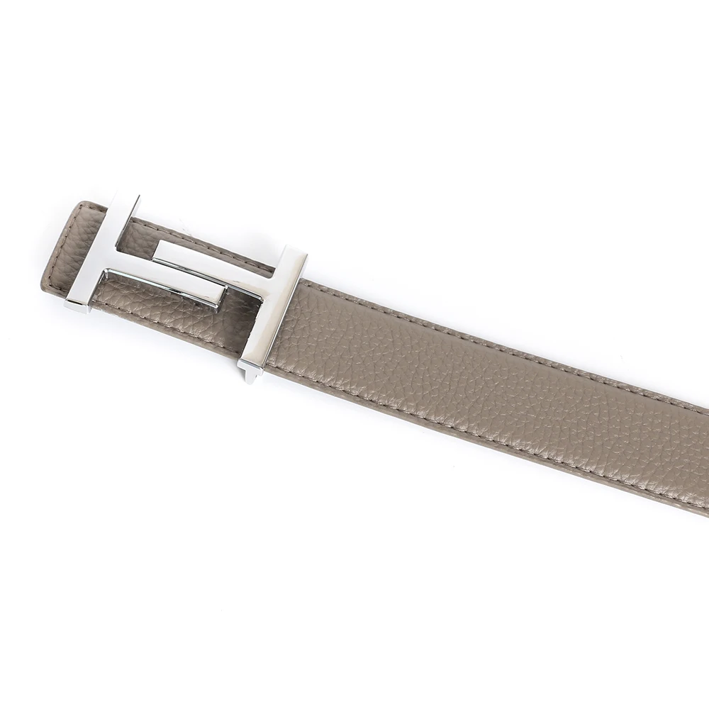Cowskin Luxury Designer Brand Waist Belt Men Gifts High Quality Women Genuine Real Leather Dress Strap for Jeans Waistband Grey
