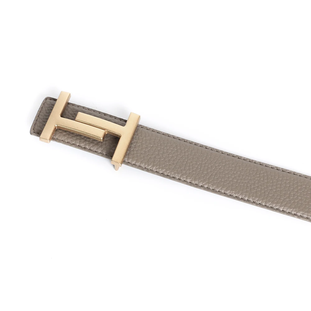 Cowskin Luxury Designer Brand Waist Belt Men Gifts High Quality Women Genuine Real Leather Dress Strap for Jeans Waistband Grey