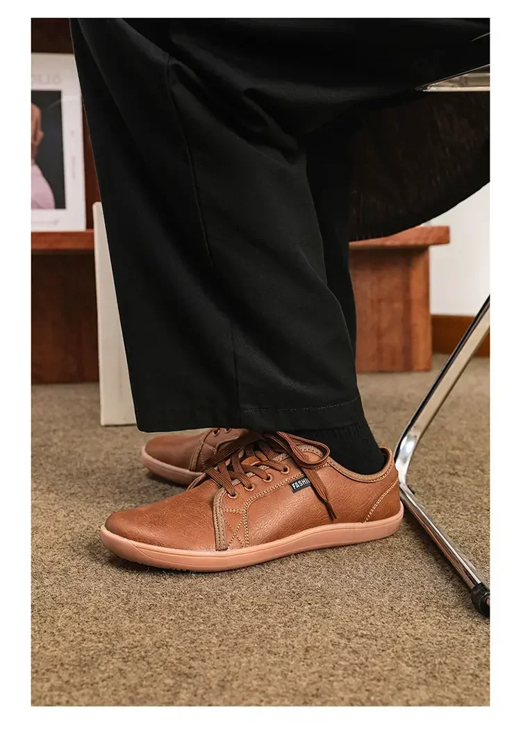 Mens Artificial Leather Wide Barefoot Shoes Unisex Plus Size Male Outdoor Minimalist Sneakers Women Zero Drop Casual Walking