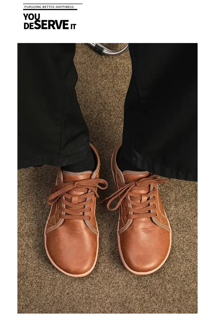 Mens Artificial Leather Wide Barefoot Shoes Unisex Plus Size Male Outdoor Minimalist Sneakers Women Zero Drop Casual Walking