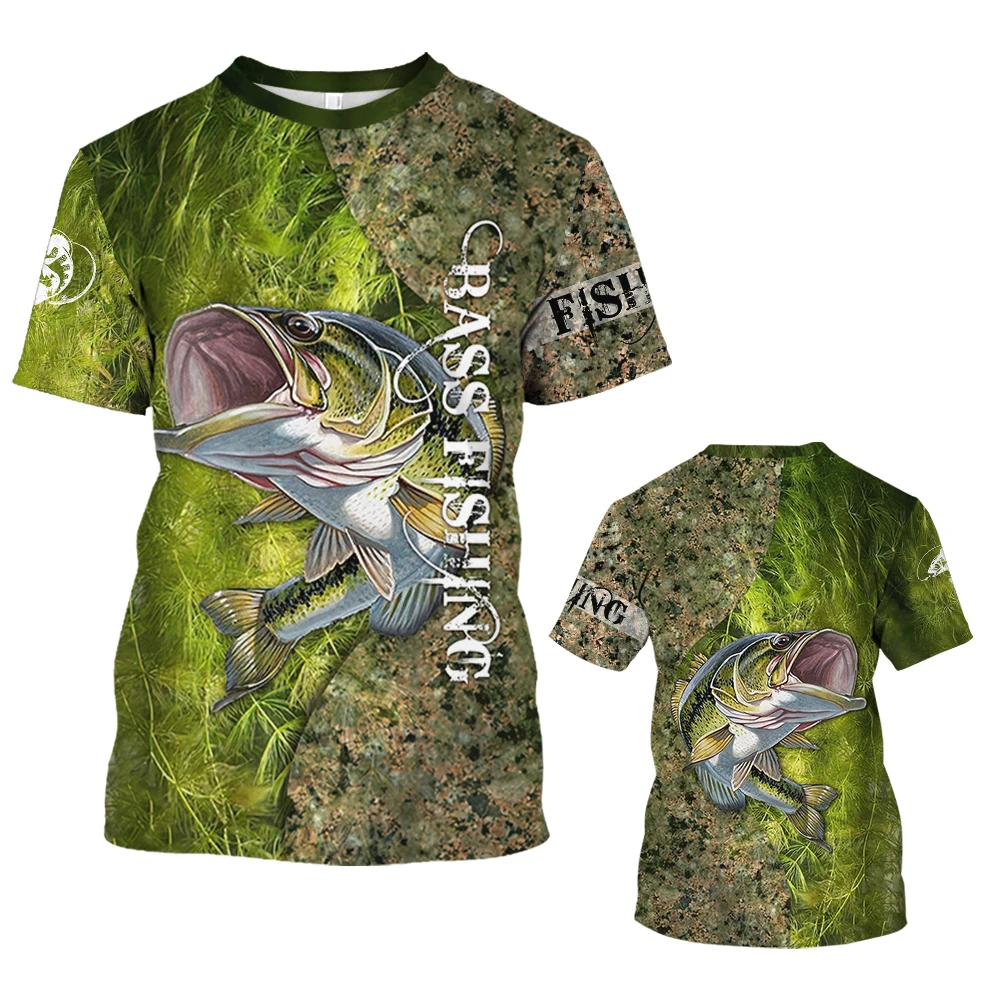 New Fishing T-Shirt Men Tshirt Dog Fish Graphic Clothing O-Collar Oversized Tops Outdoor Sport Apparel Summer for Male Tee Shirt