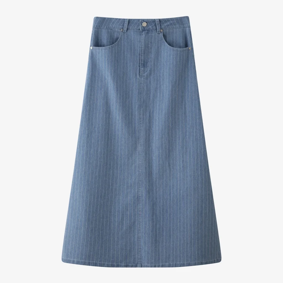 AS AW26 Black pinstripe denim skirt with stretch fashion woman clothes lady wear
