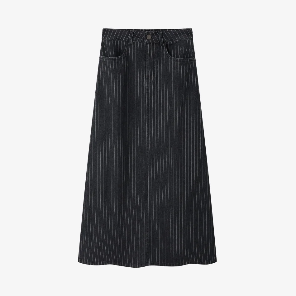 AS AW26 Black pinstripe denim skirt with stretch fashion woman clothes lady wear