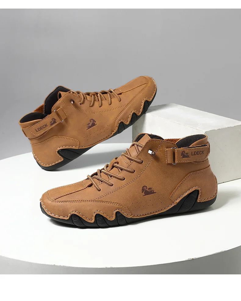 Stylish High-top Octopus Boots Men's Casual Booties Designer Soft Flats Breathable Moccasins Flats Drive Shoes Leather Sneakers