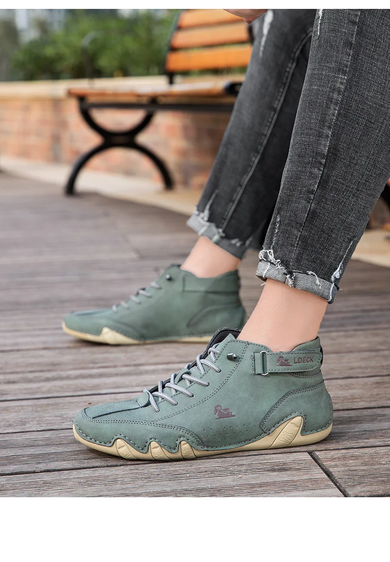 Stylish High-top Octopus Boots Men's Casual Booties Designer Soft Flats Breathable Moccasins Flats Drive Shoes Leather Sneakers